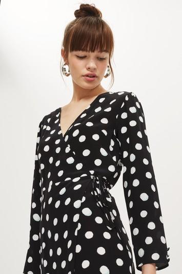 Topshop Spot Print Wrap Mini Wrap Dress