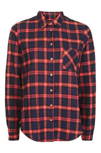 Topshop *over It Rainbow Embroidered Check Shirt By Kuccia