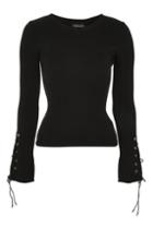 Topshop Eyelet Sleeve Knitted Top