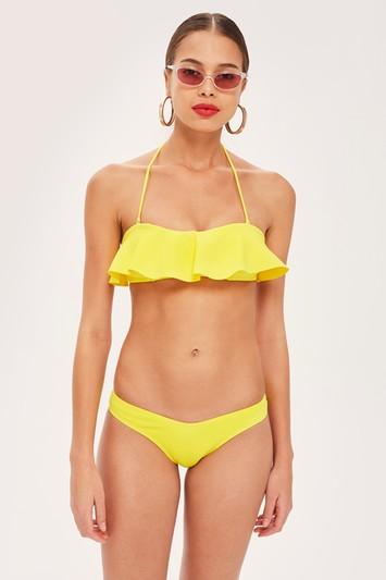 Topshop Bonded High Leg Bikini Bottoms