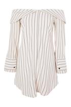Topshop Petite Stripe Bardot Shirt Dress