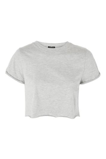 Topshop Petite Crop Roll Back T-shirt
