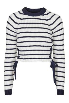 Topshop Tall Stripe Eyelet Jumper
