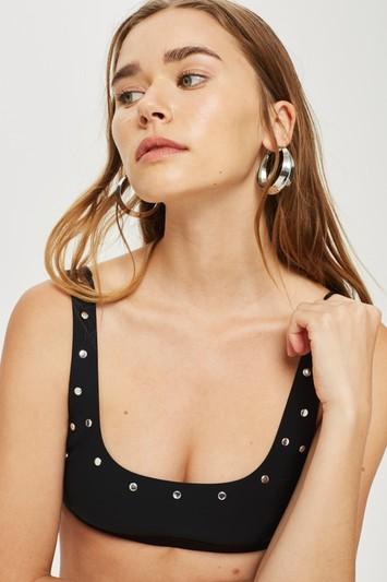 Topshop *studded Bikini Top By Evil Twin