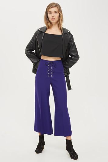 Topshop Lace Up Wide Pants