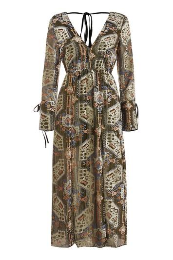 Topshop Metallic Devore Plunge Neck Dress