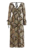 Topshop Metallic Devore Plunge Neck Dress