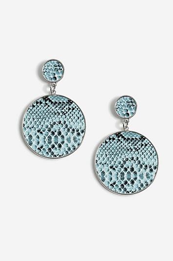 Topshop Snake Print Circle Drop Earrings