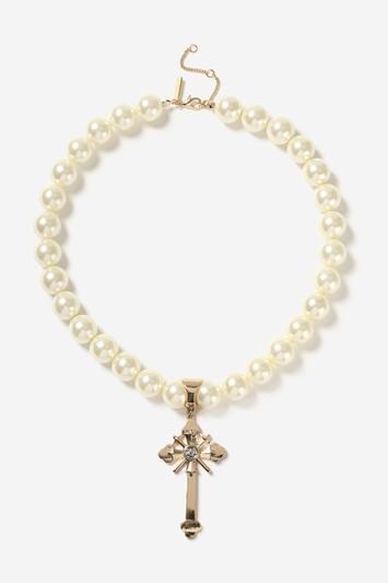 Topshop Statement Pearl Cross Collar Necklace