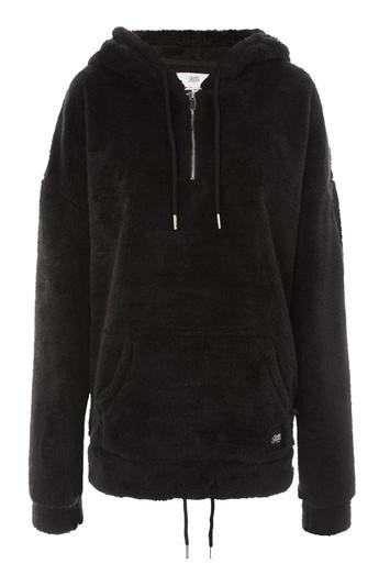 Topshop Half Zip Borg Hoodie By Sixth June