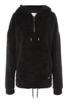 Topshop Half Zip Borg Hoodie By Sixth June