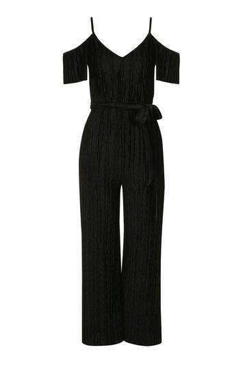 Topshop Velvet Pleated Jumpsuit