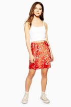 Topshop Petite Red Dalmatian Bias Satin Mini Skirt