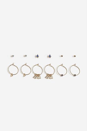 Topshop *gold Stud And Charm Hoops