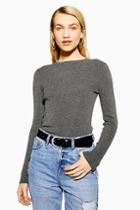 Topshop Knitted Button Sleeve Top