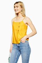 Topshop Yellow Button Wrap Camisole With Linen