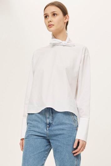 Topshop *poplin Neckerchief Blouse By Boutique