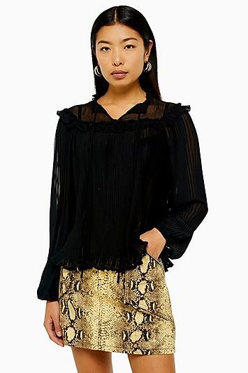 Topshop Ruffle Pleated Smock Top