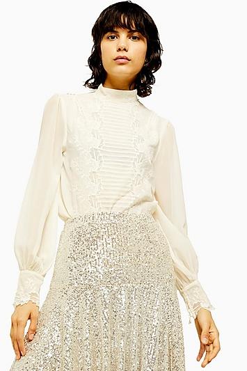 Topshop Idol Embroidered Cutwork Top
