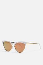 Topshop White And Gold Catmaster Sunglasses