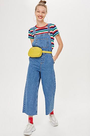 Topshop Cropped Wide Leg Dunagrees