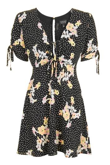 Topshop Spot Floral Tie Tea Dress