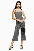 Topshop Check Tie Strap Jumpsuit