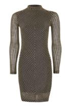 Topshop Long Sleeve Chevron Knitted Dress
