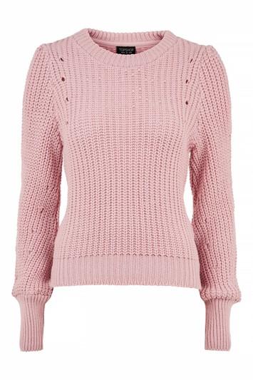 Topshop Stitchy Mutton Sleeve Jumper