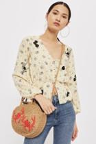 Topshop Embroidered Floral Blouse