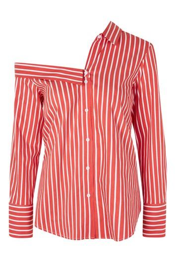 Topshop Stripe Off Shoulder Shirt