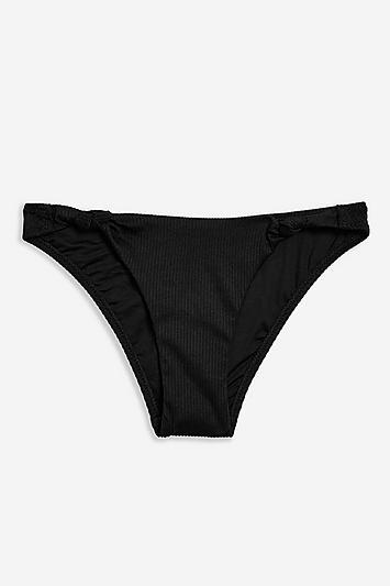 Topshop Ribbed Knot Side Bikini Bottoms