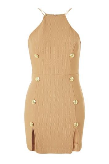Topshop *military Split Mini Dress By Rare