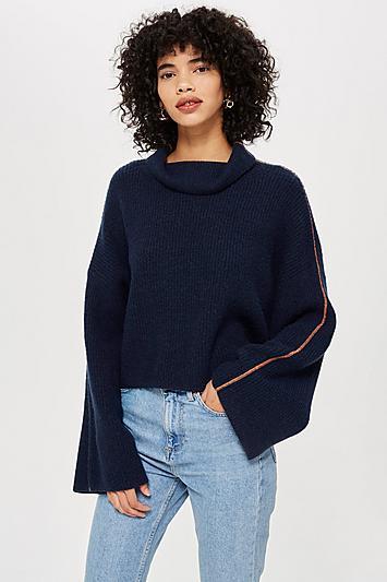 Topshop Cropped Roll Neck Jumper