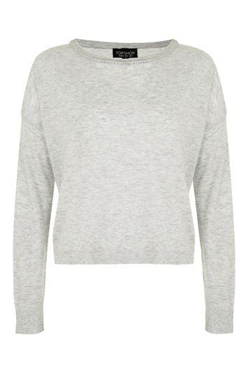 Topshop Cropped Beaded Neckline Jumper