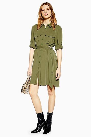 Topshop Tall Utility Mini Shirt Dress