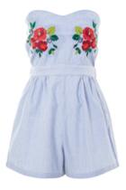 Topshop *bandeau Embroidered Playsuit By Glamorous