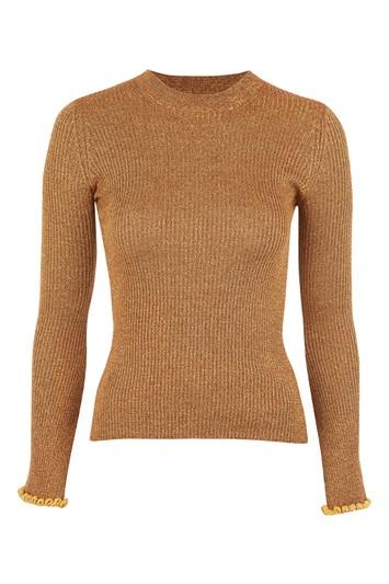 Topshop Fluted Frill Knit Top