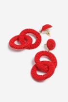 Topshop *red Seedbead Double Loop Drop Earrings