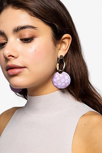 Topshop Wood Disc Drop Earrings