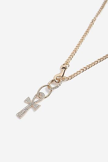 Topshop *crystal Egyptian Cross Necklace