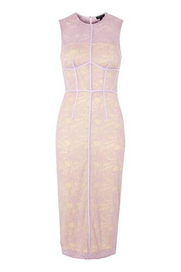Topshop Corset Lace Midi Shift Dress