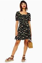 Topshop Floral Button Mini Dress