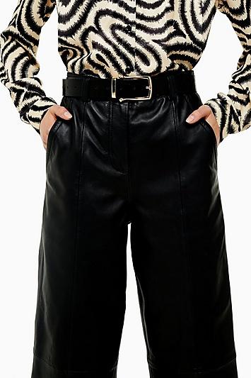Topshop Black Vinyl Belt With Gold Buckle