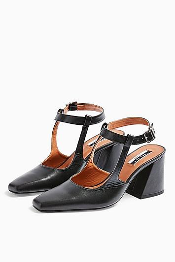 Topshop Garcia Leather Black Block Heels