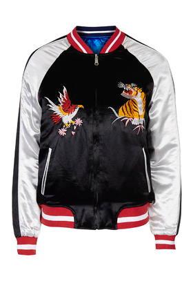 Topshop Tall Two-in-one Reversible Sateen Bomber Jacket