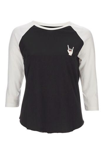 Topshop Rock Reverse Raglan T-shirt By Tee & Cake