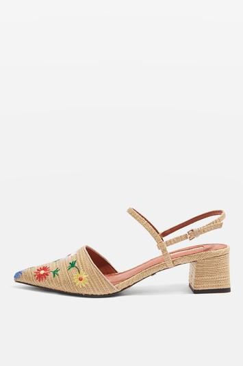 Topshop Jasmine Embroidered Mid Heel Shoes