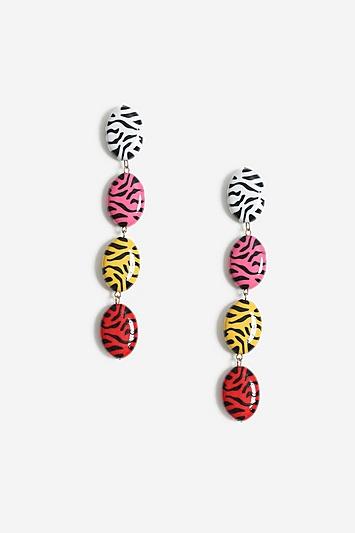 Topshop Bright Zebra Drop Earrings