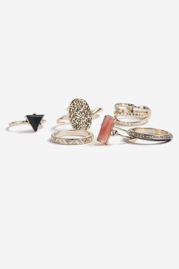 Topshop Resin 7 Pack Of Rings